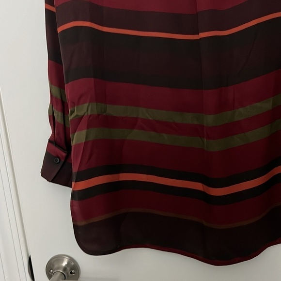 Lafayette 148 Prisha Autumn Sheen Rust Stripe Tunic Blouse Size Small - Picture 16 of 17